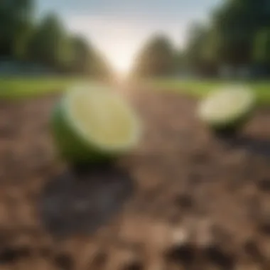 Application of Lime in Agricultural Fields Agricultural field with lime application