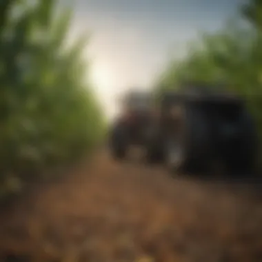 Farmers applying organic fertilizer to the corn crops