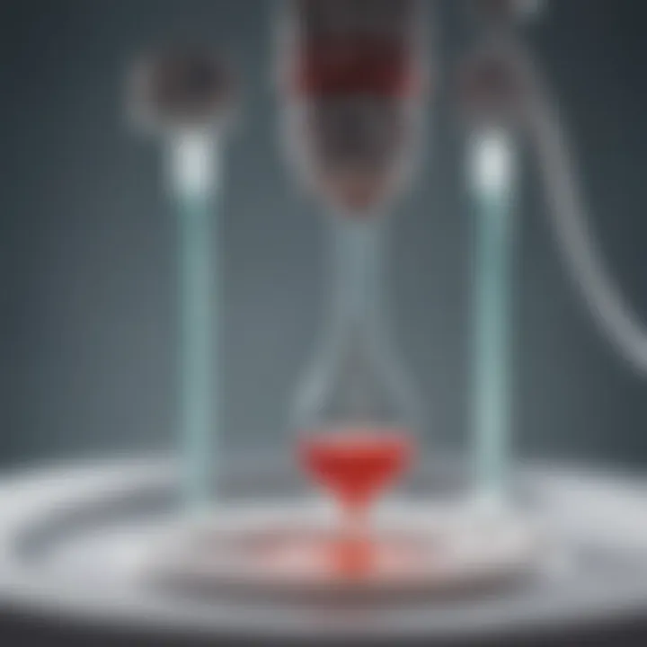 Close-up view of umbilical cord blood collection equipment