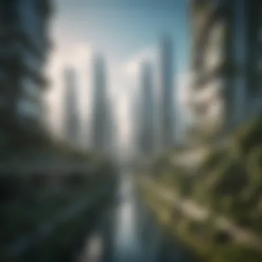 Futuristic Sustainable City A futuristic cityscape showcasing sustainable architecture and green spaces.