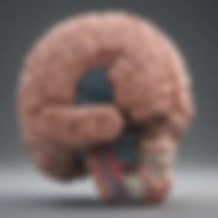 Detailed illustration of the brain regions associated with migraines