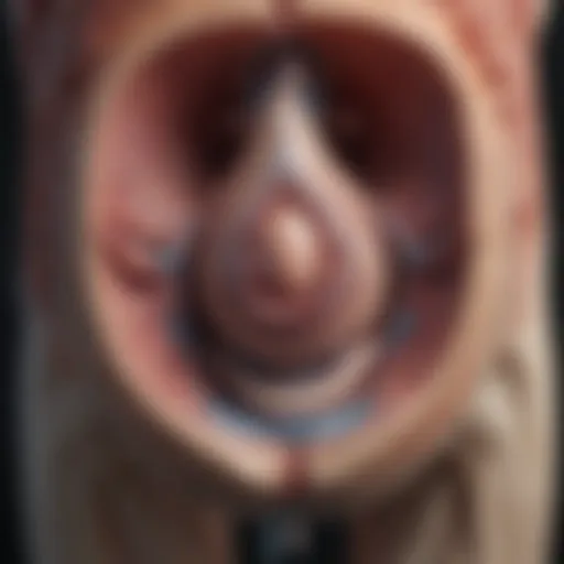 Illustration showing the anatomical structure of the prostate gland