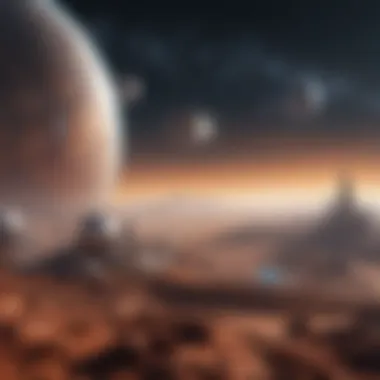 An artist's impression of future space colonies on distant planets