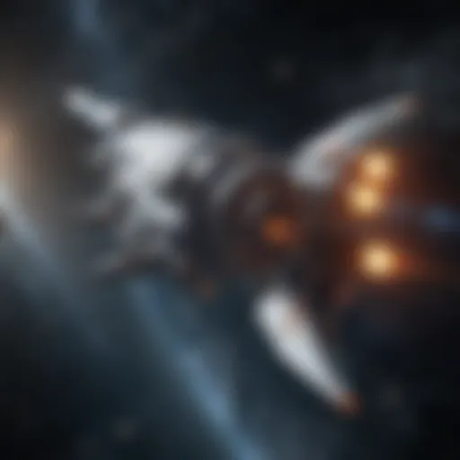 A futuristic spacecraft soaring through the cosmos