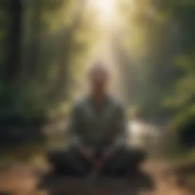Strategies for Managing Worry A serene landscape with a person meditating, illustrating effective strategies for managing worry.