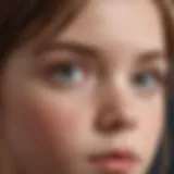 Close-up of a child displaying difficulty in eye contact during a social interaction