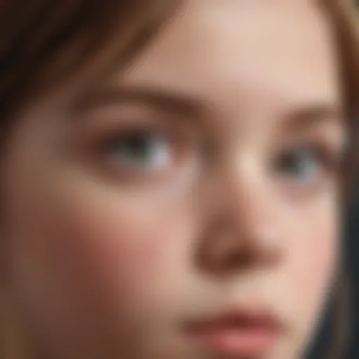 Close-up of a child displaying difficulty in eye contact during a social interaction