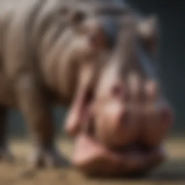Illustration of Hippopotamus Anatomy An illustration of a hippo's anatomy demonstrating its unique physical adaptations