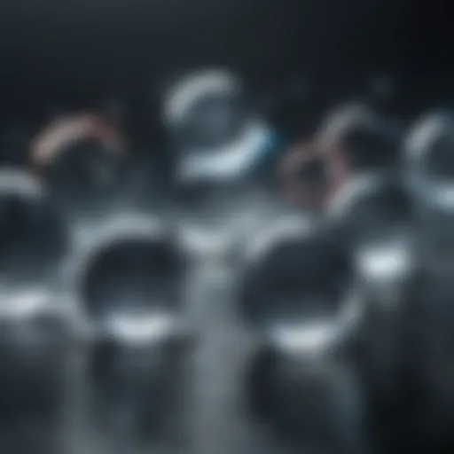 Illustration of water molecules interacting with various materials.